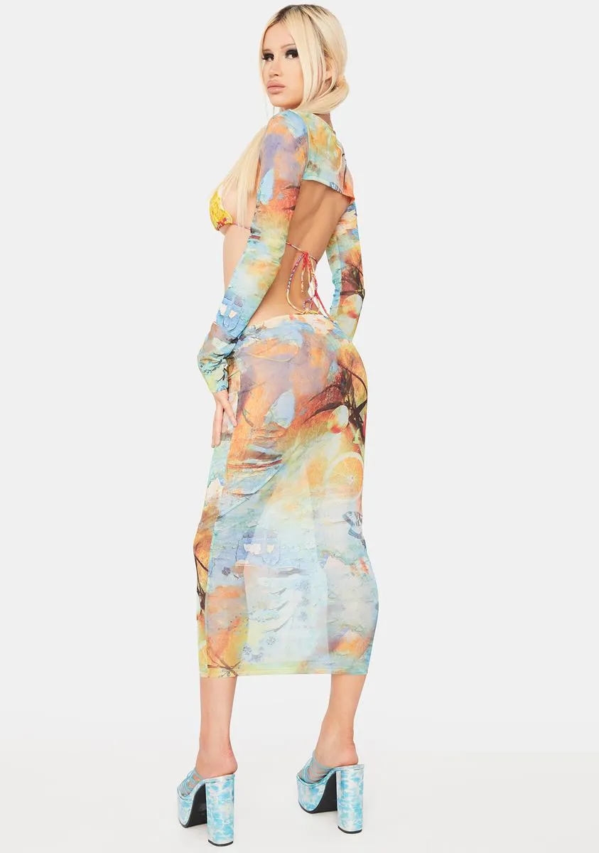 Citrus Mesh Maxi Skirt