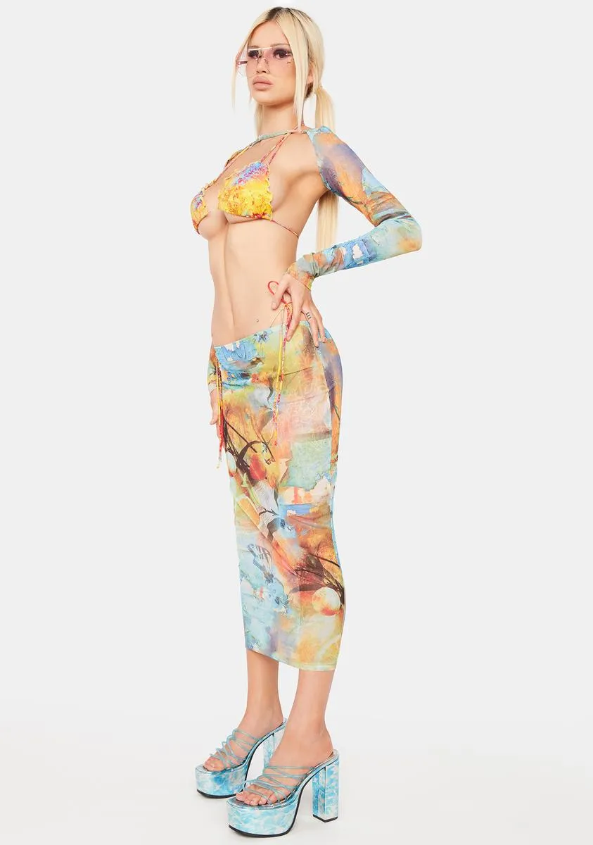Citrus Mesh Maxi Skirt