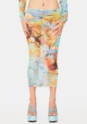 Citrus Mesh Maxi Skirt