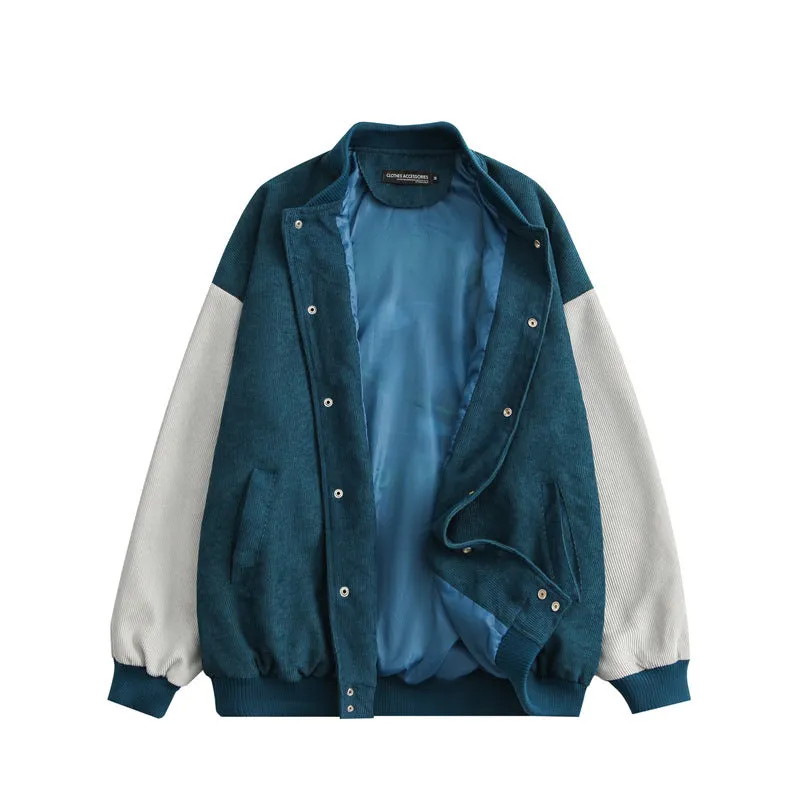 College Jacket Heyhenry Autumn and Winter Retro Baseball Jacket Men's and Women's Casual Loose Texture Top Couple Wear