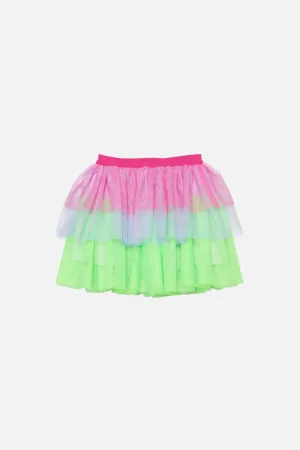 Colour Block Kids Mesh Layered Skirt