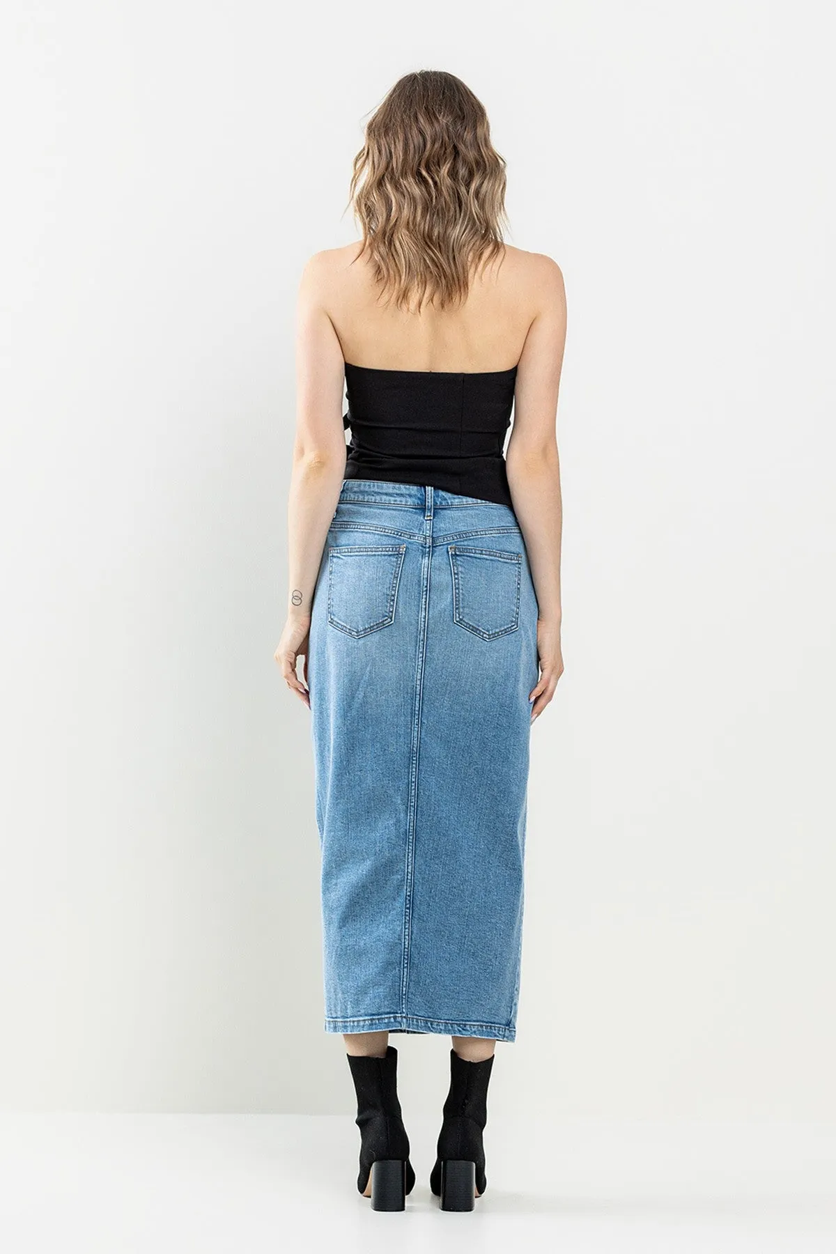 Comfort Stretch Denim Maxi Skirt