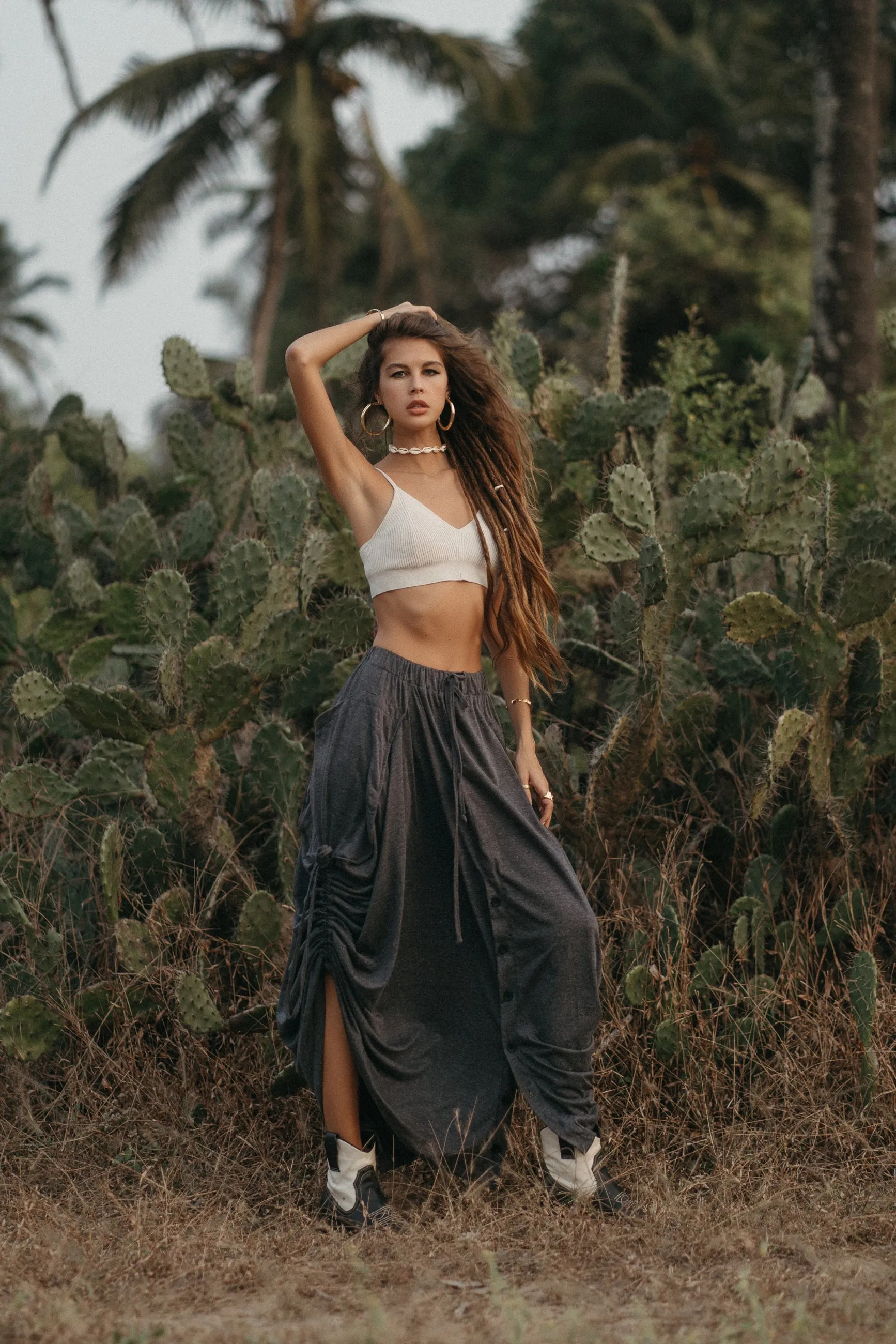 Convertible Maxi Skirt Palazzo Pants Charcoal