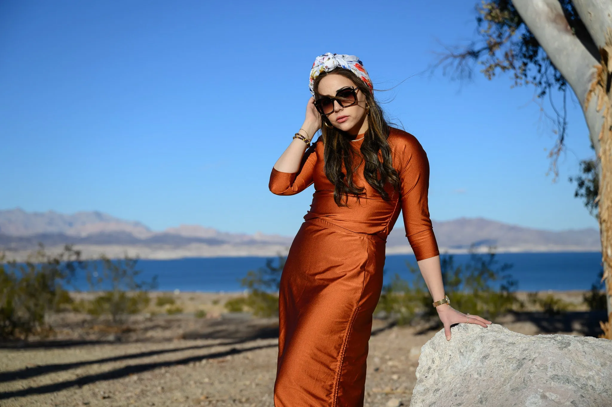 Copper Rouche Swim Top