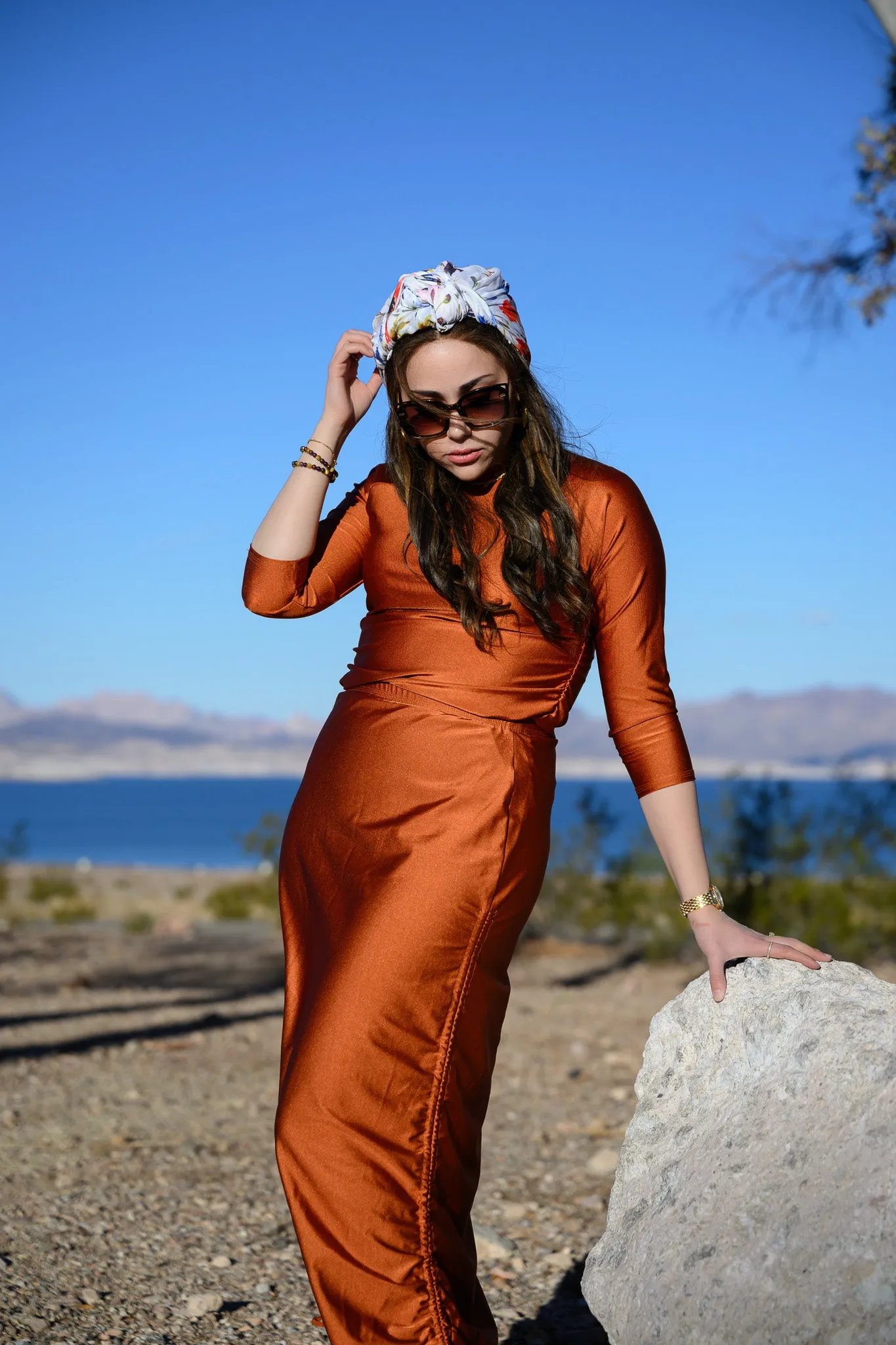 Copper Rouche Swim Top