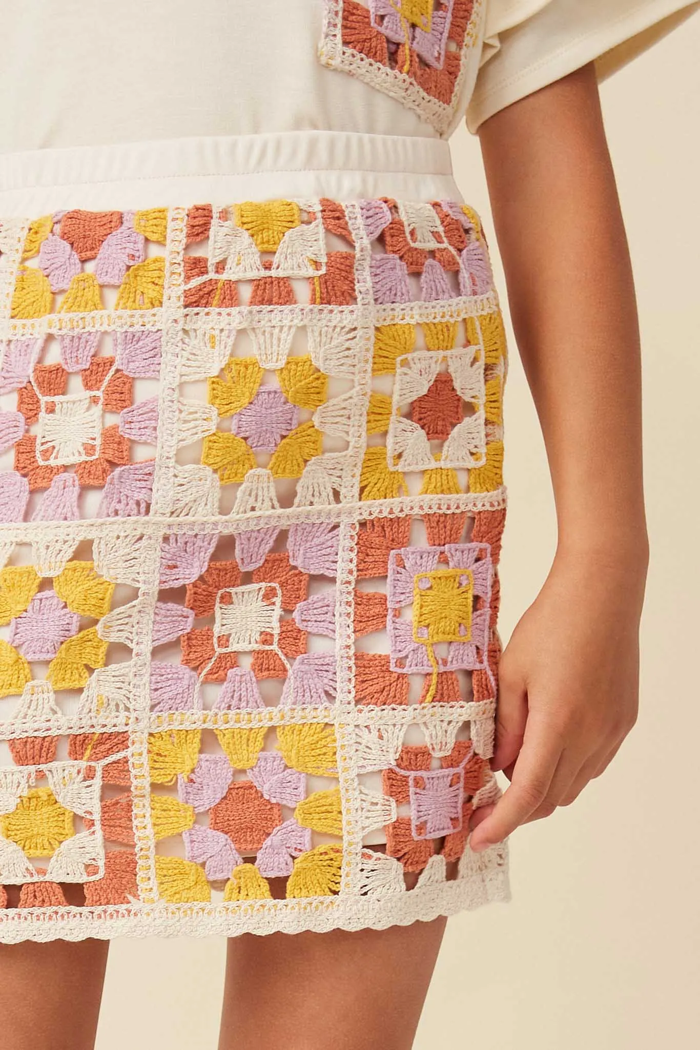 Crochet Quilted Mini Skirt
