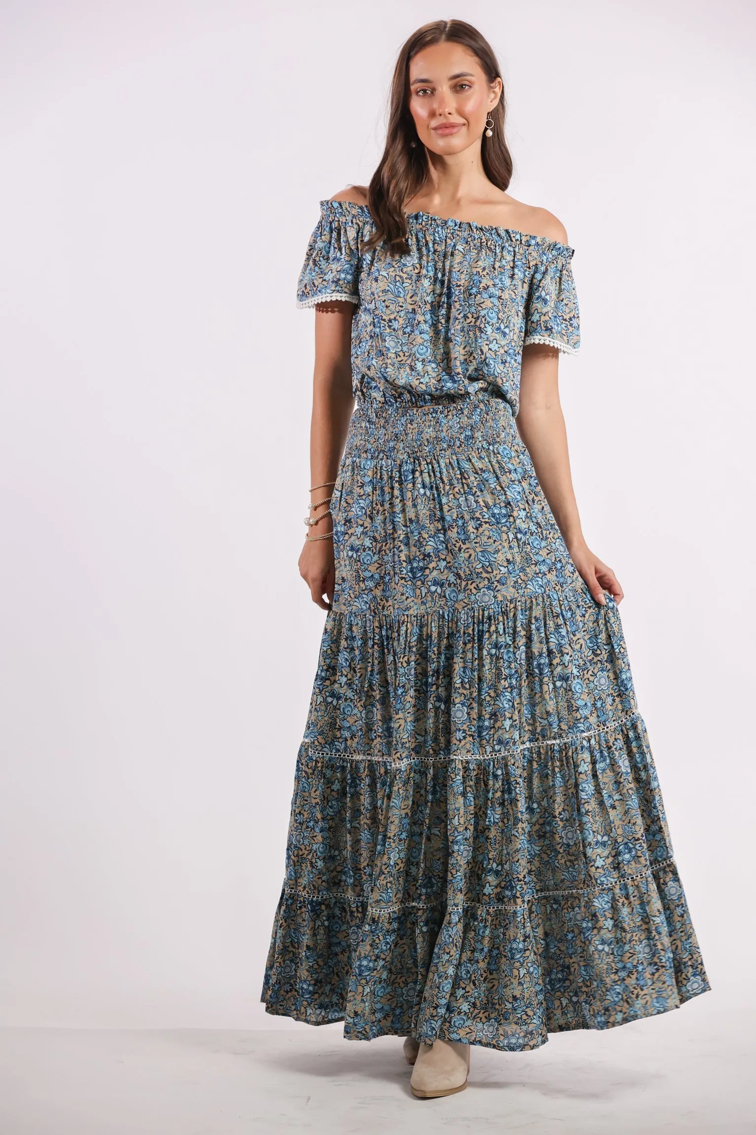 Cruz Maxi Skirt in Skylight