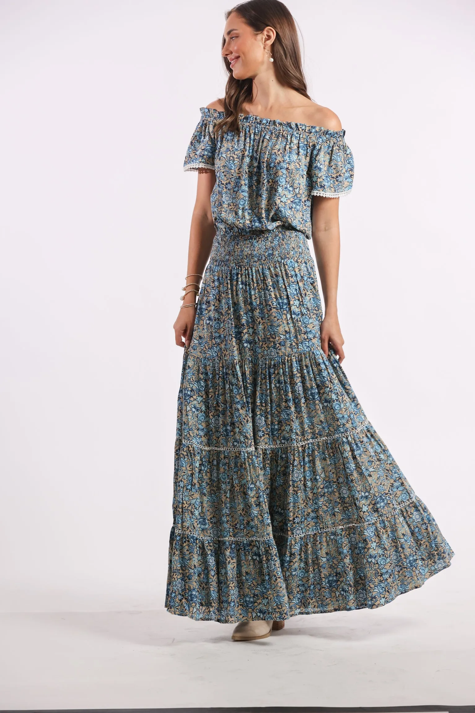Cruz Maxi Skirt in Skylight