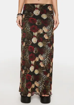 Dark Rose Animal Print Maxi Skirt