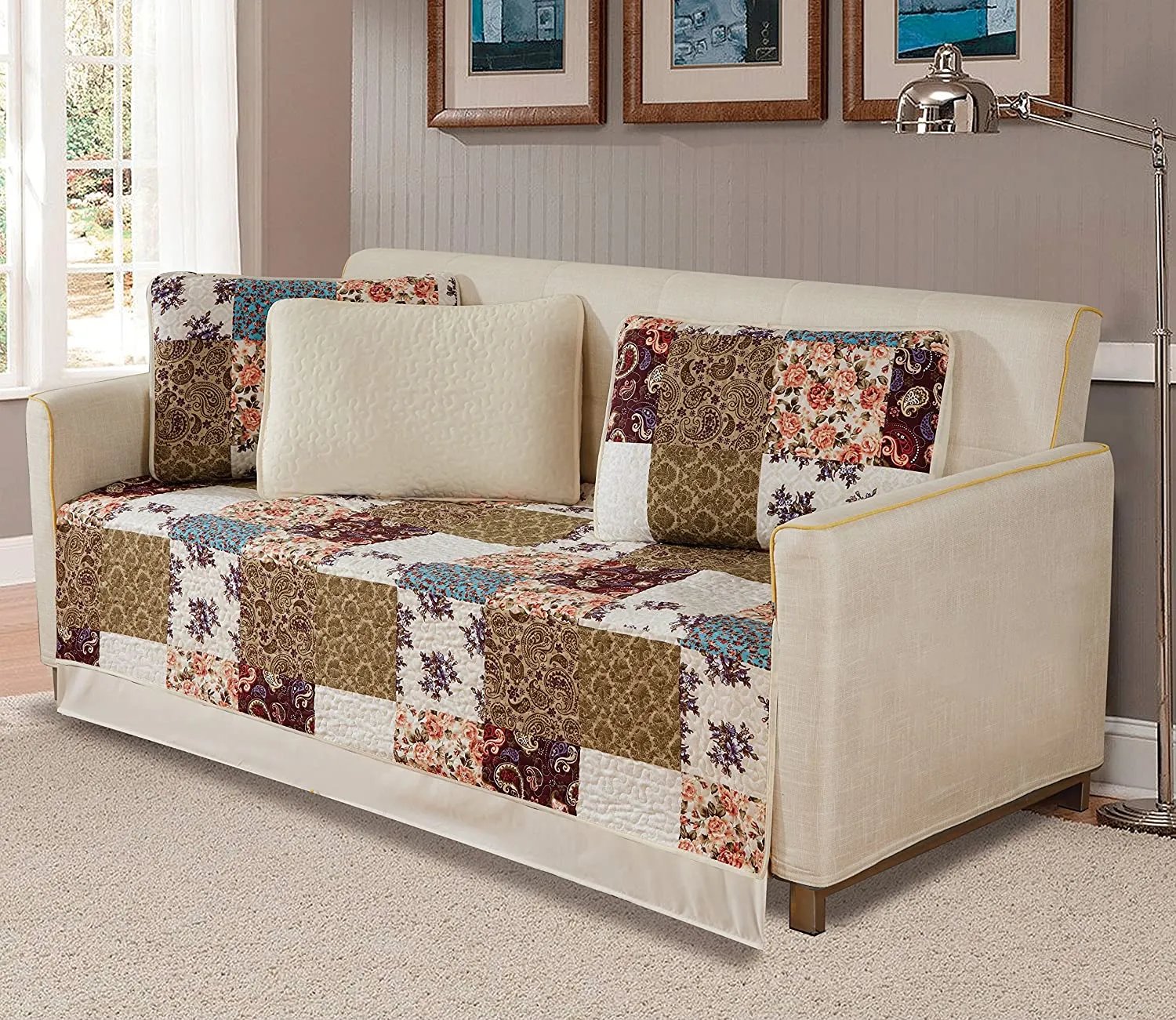Day Bed Cover Modern Reversible 5 Pcs Set