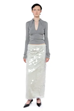 Delta Maxi Skirt in White Sequin