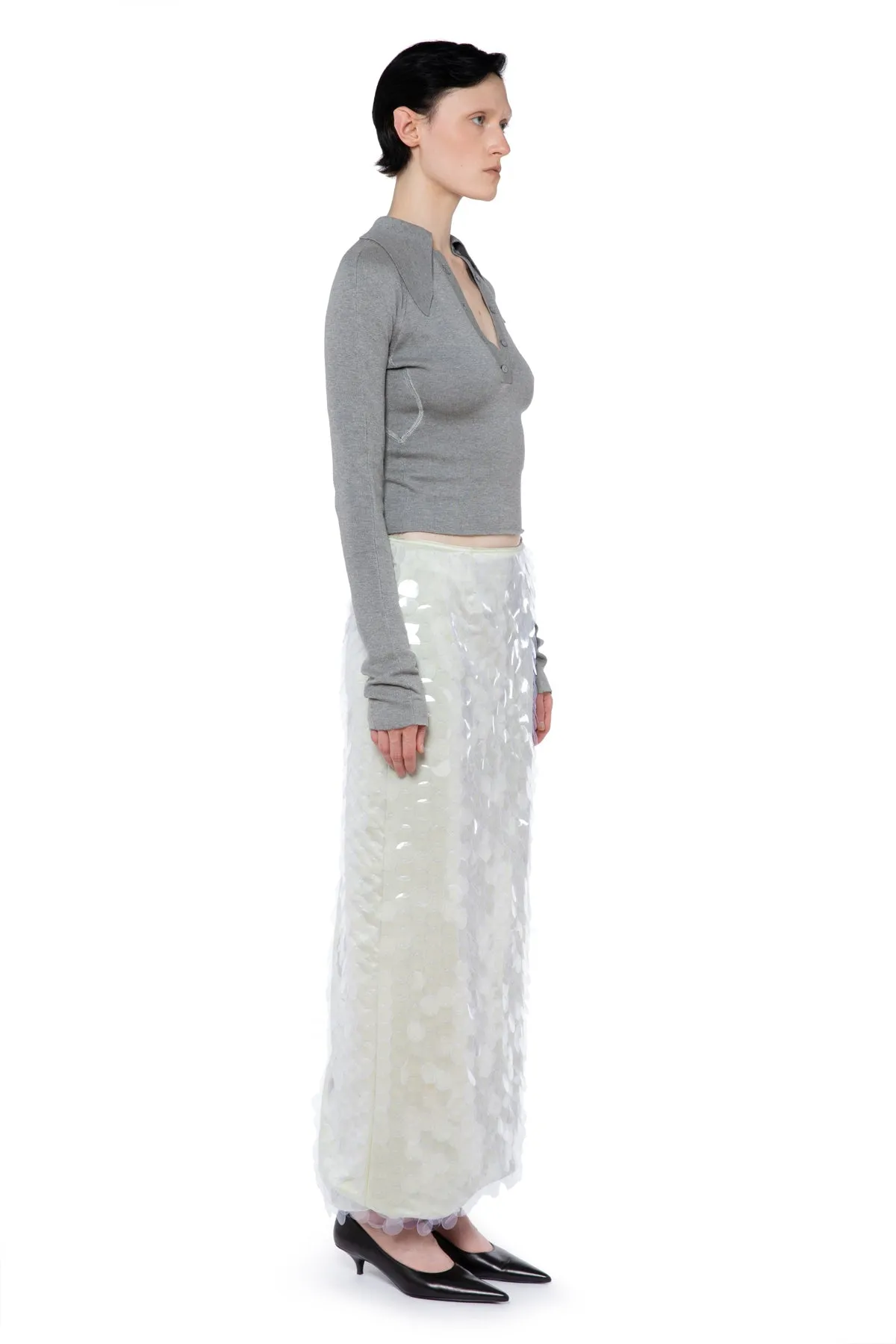 Delta Maxi Skirt in White Sequin