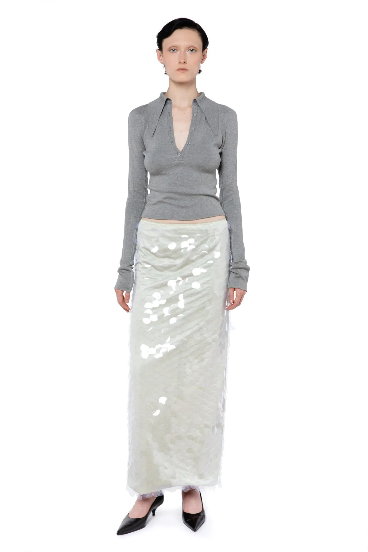 Delta Maxi Skirt in White Sequin