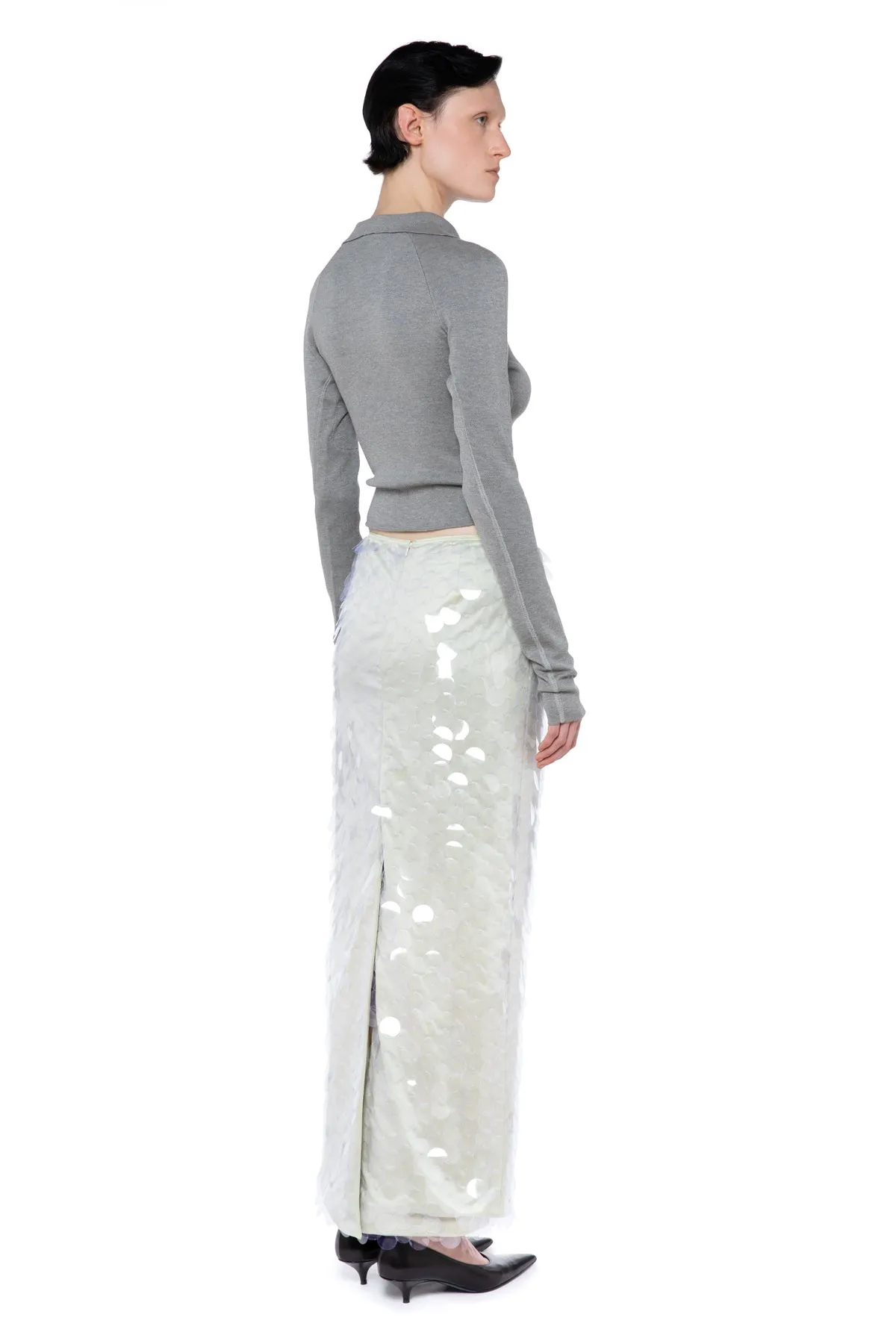 Delta Maxi Skirt in White Sequin
