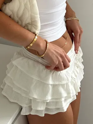 Devine Ruched Layered Mini Skirt