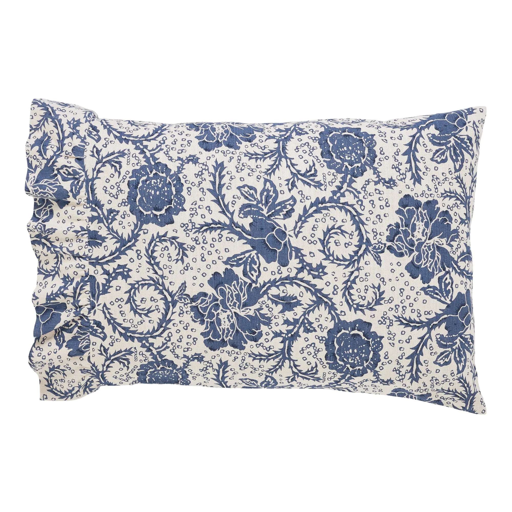 Dorset Navy Floral Ruffled Standard Pillow Case - Set of 2
