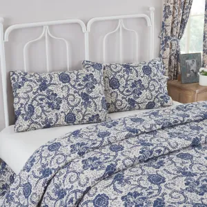 Dorset Navy Floral Ruffled Standard Pillow Case - Set of 2