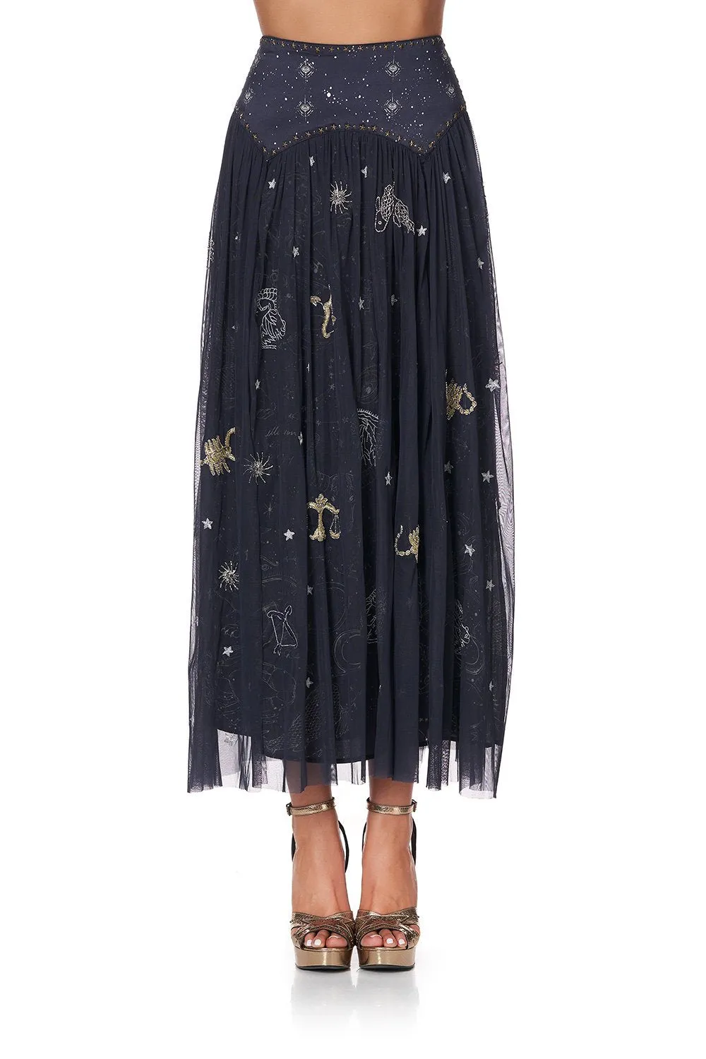 DOUBLE LAYER MAXI SKIRT WITH SHAPED YOKE ITS A SIGN
