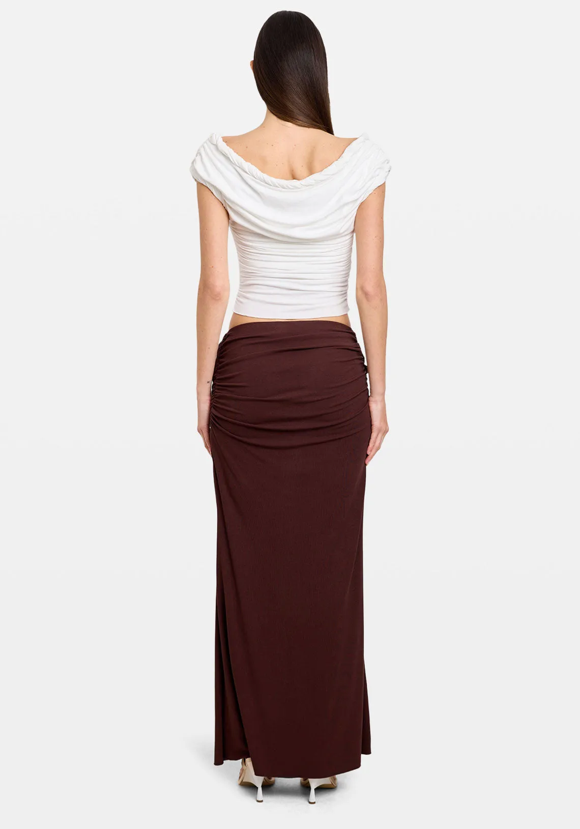 DRAPED COWL SKIRT COFFEE