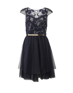 Embroidered Cap Sleeve Dress
