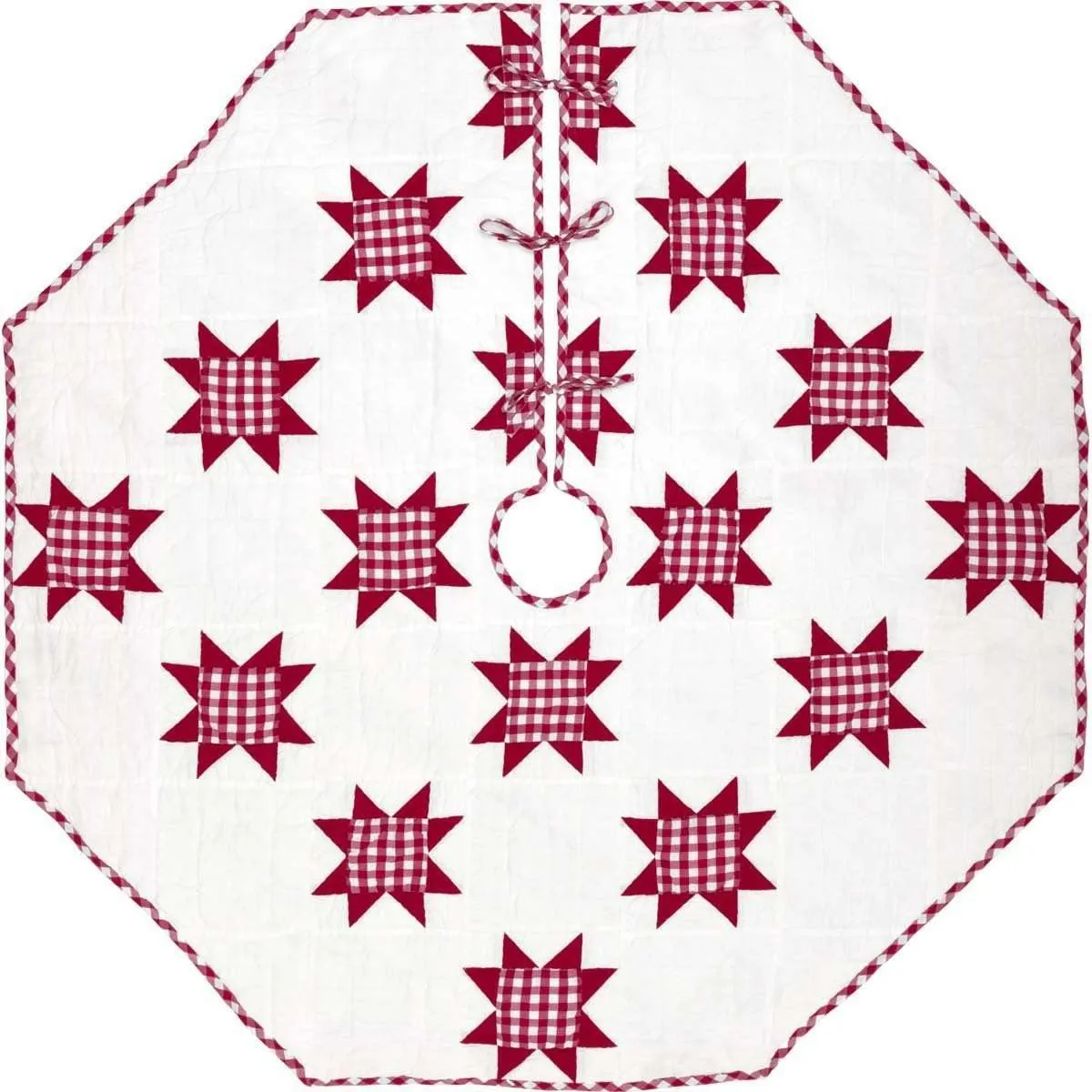 Emmie Red Patchwork Christmas Tree Skirt 60 VHC Brands