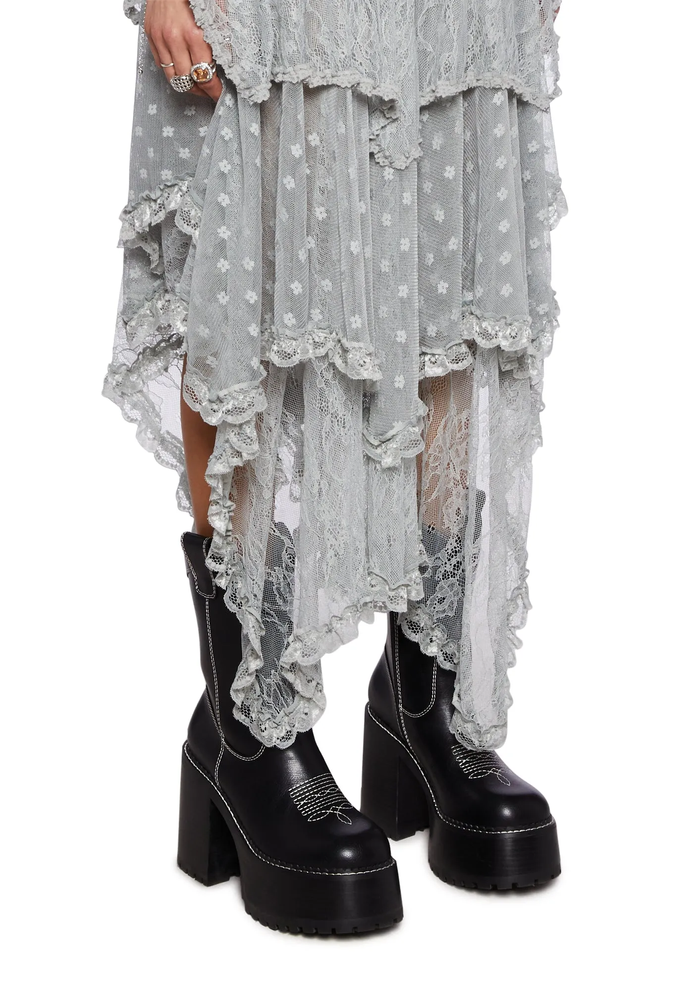 Ethereal Woodlands Maxi Skirt - Gray