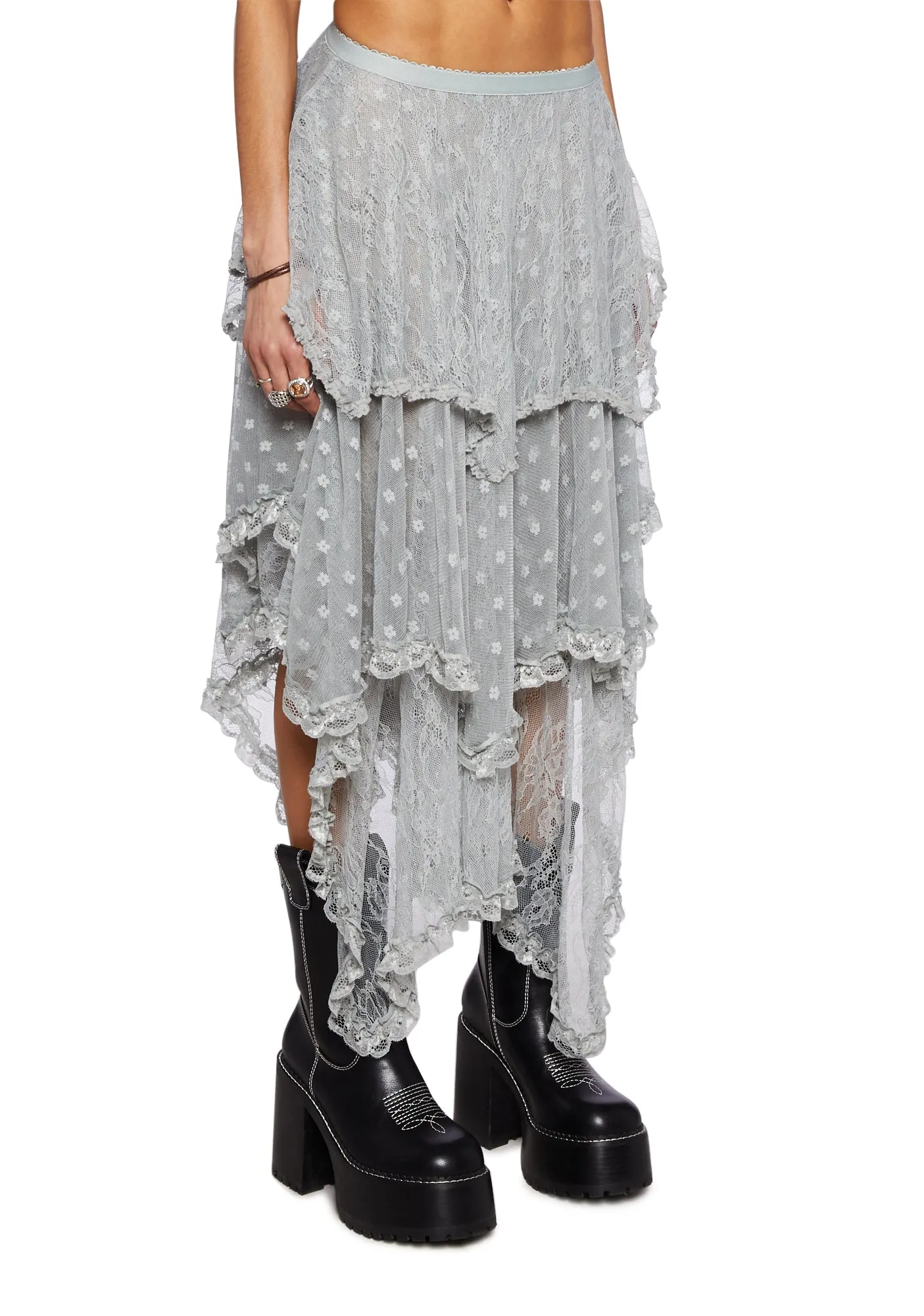 Ethereal Woodlands Maxi Skirt - Gray