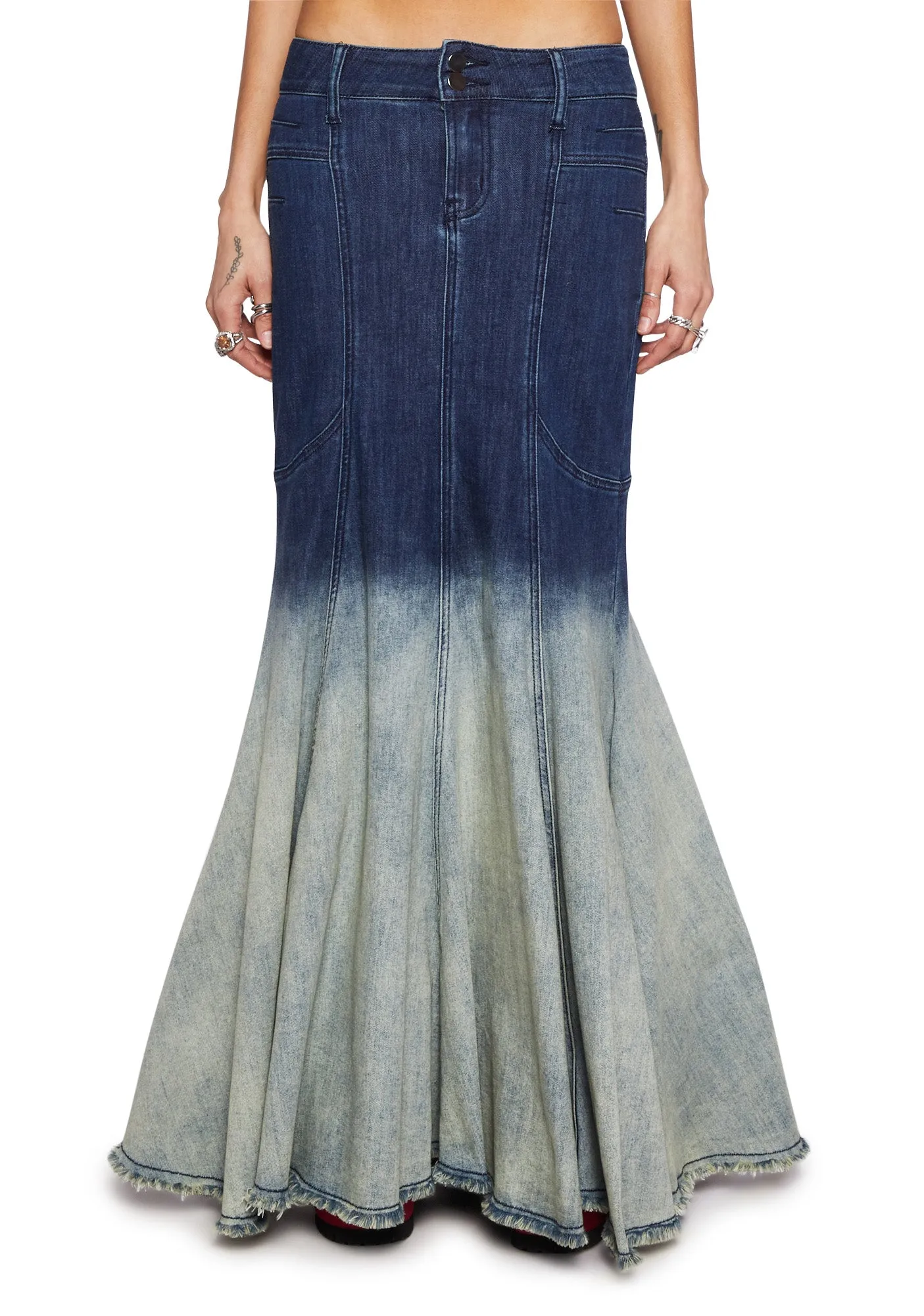 Fight Against Destruction Denim Skirt-Light Blue