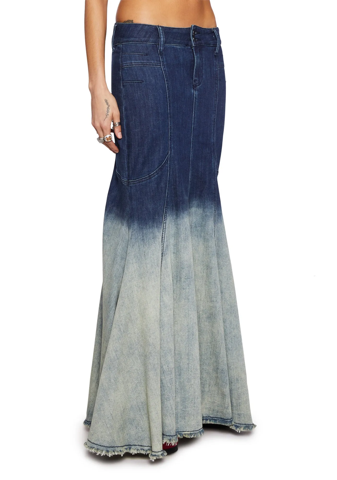 Fight Against Destruction Denim Skirt-Light Blue
