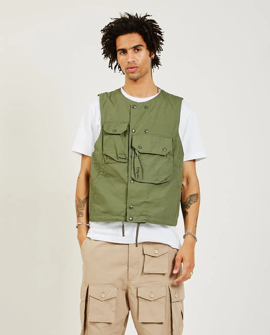 fishing / outdoor vest beige green khaki