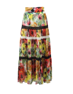 Floral And Lace Maxi Skirt