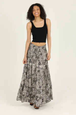 Flowy Maxi Skirt - Black & Cream