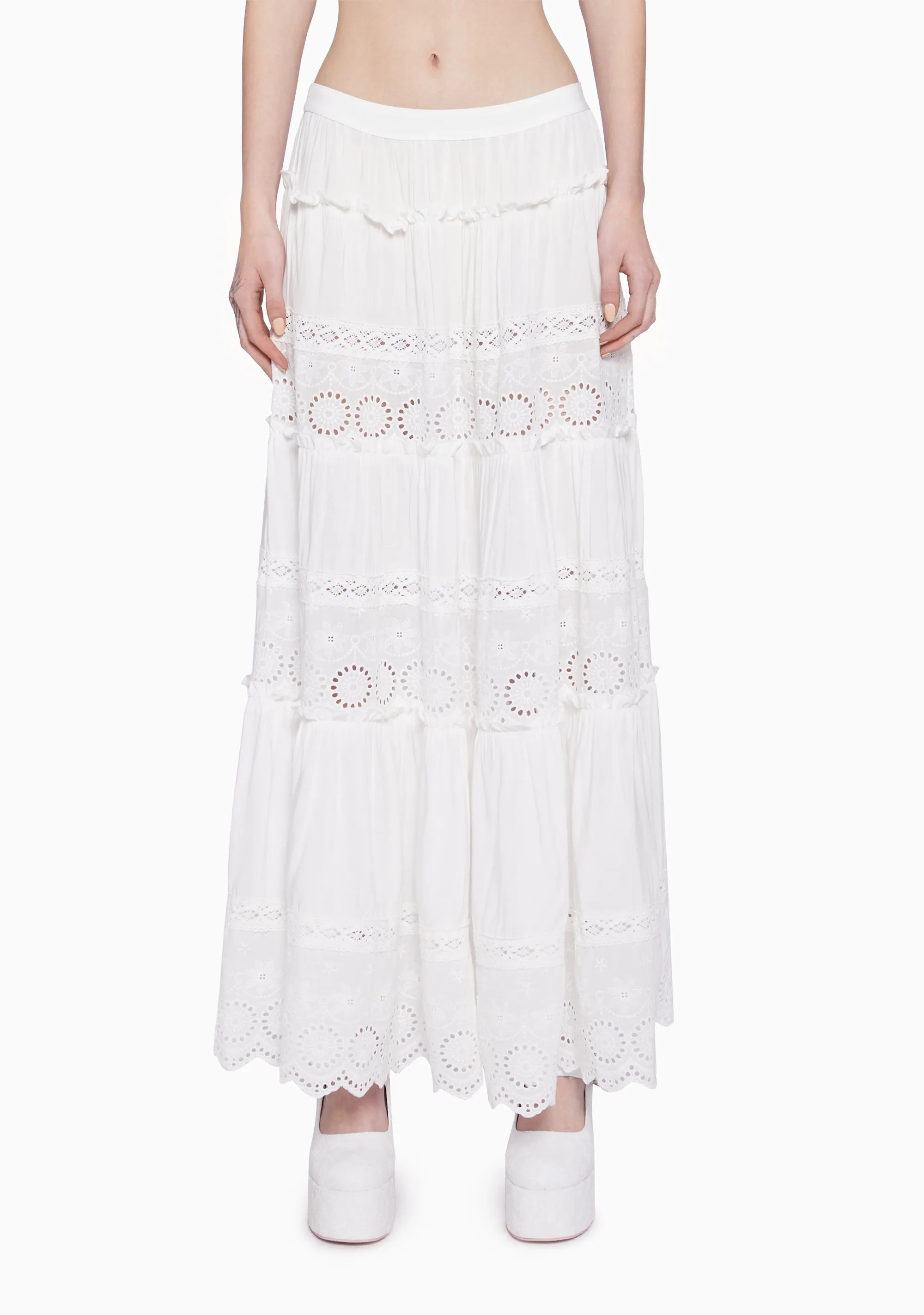 Forest Whimsy Eyelet Maxi Skirt