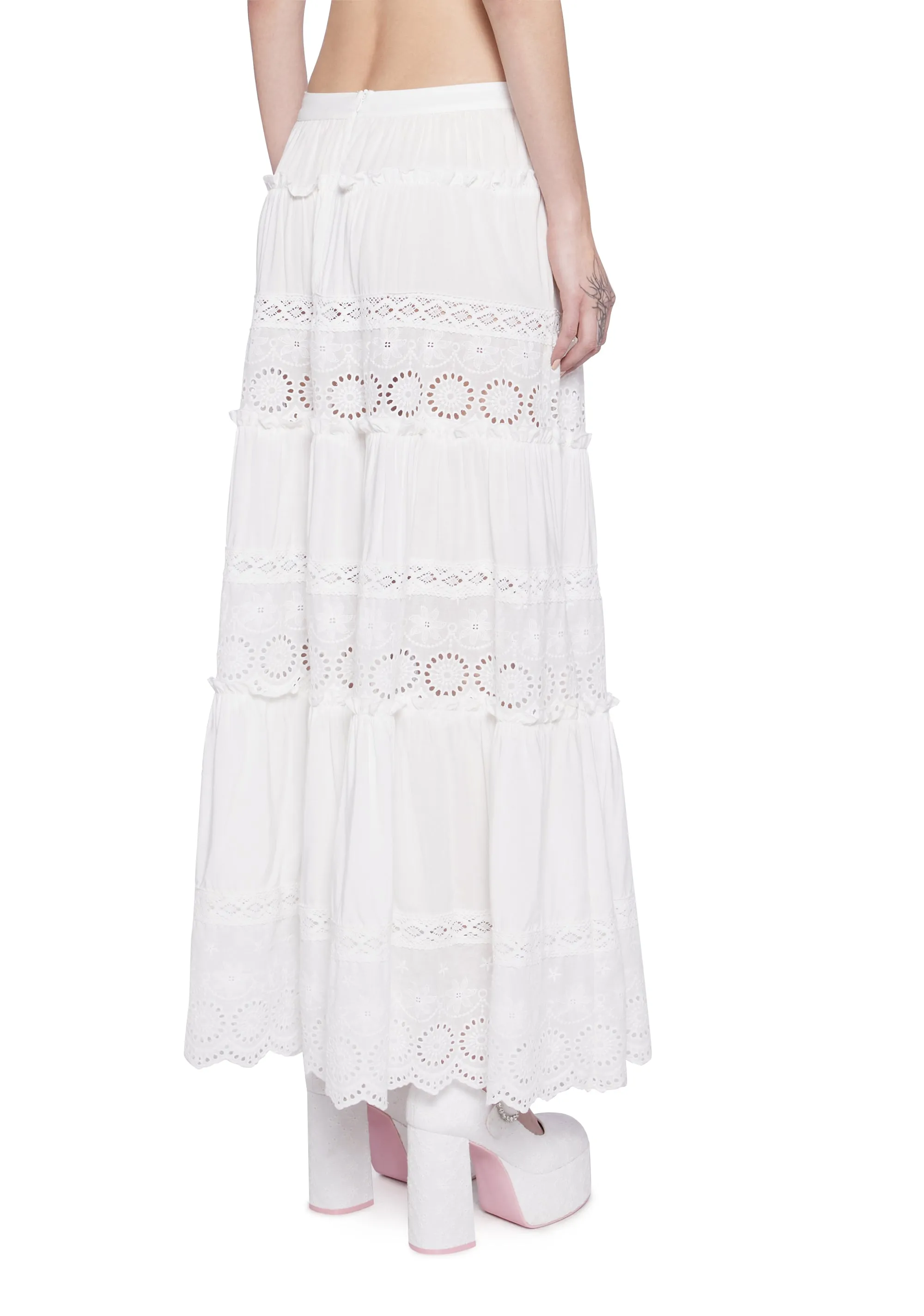 Forest Whimsy Eyelet Maxi Skirt