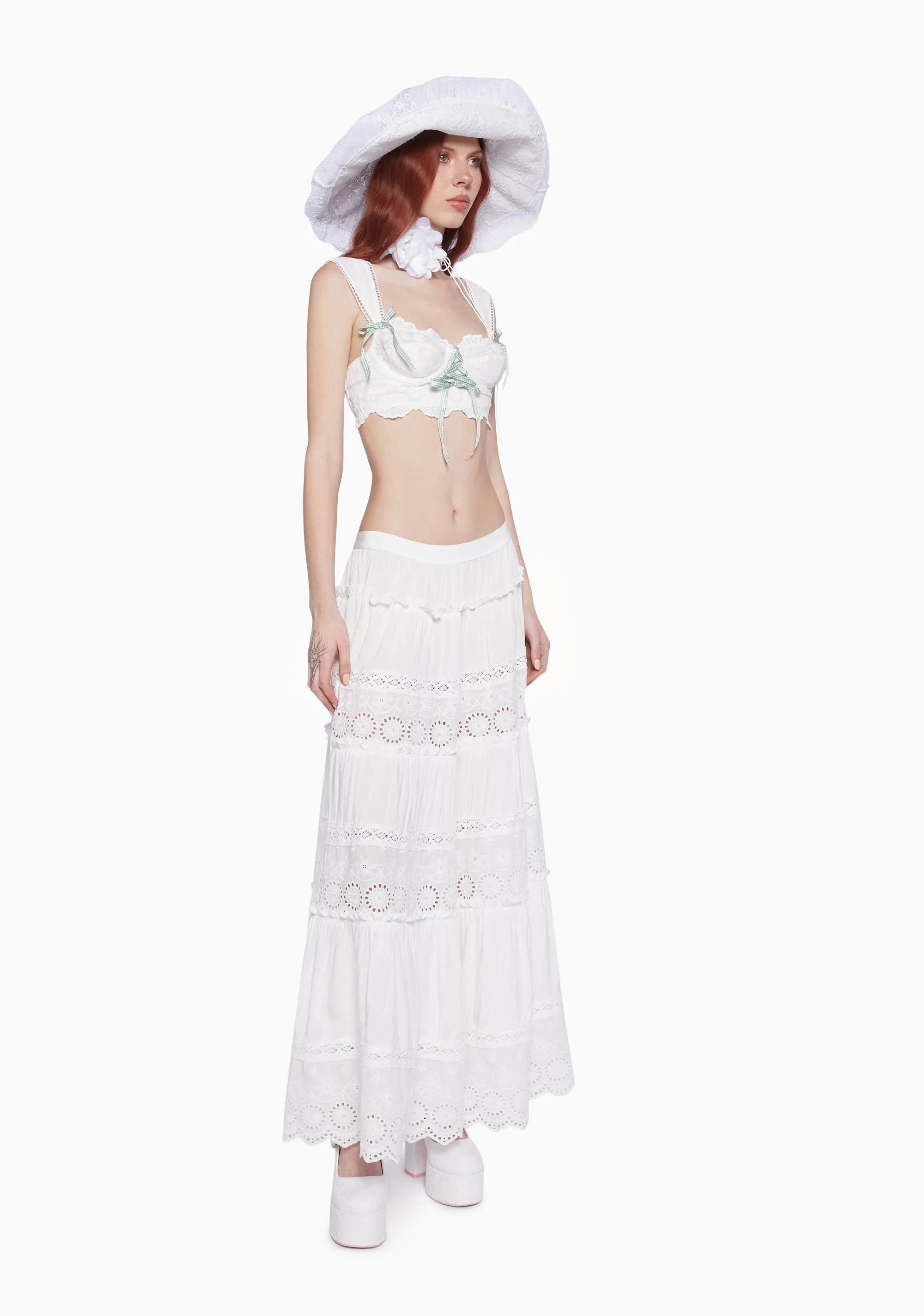 Forest Whimsy Eyelet Maxi Skirt