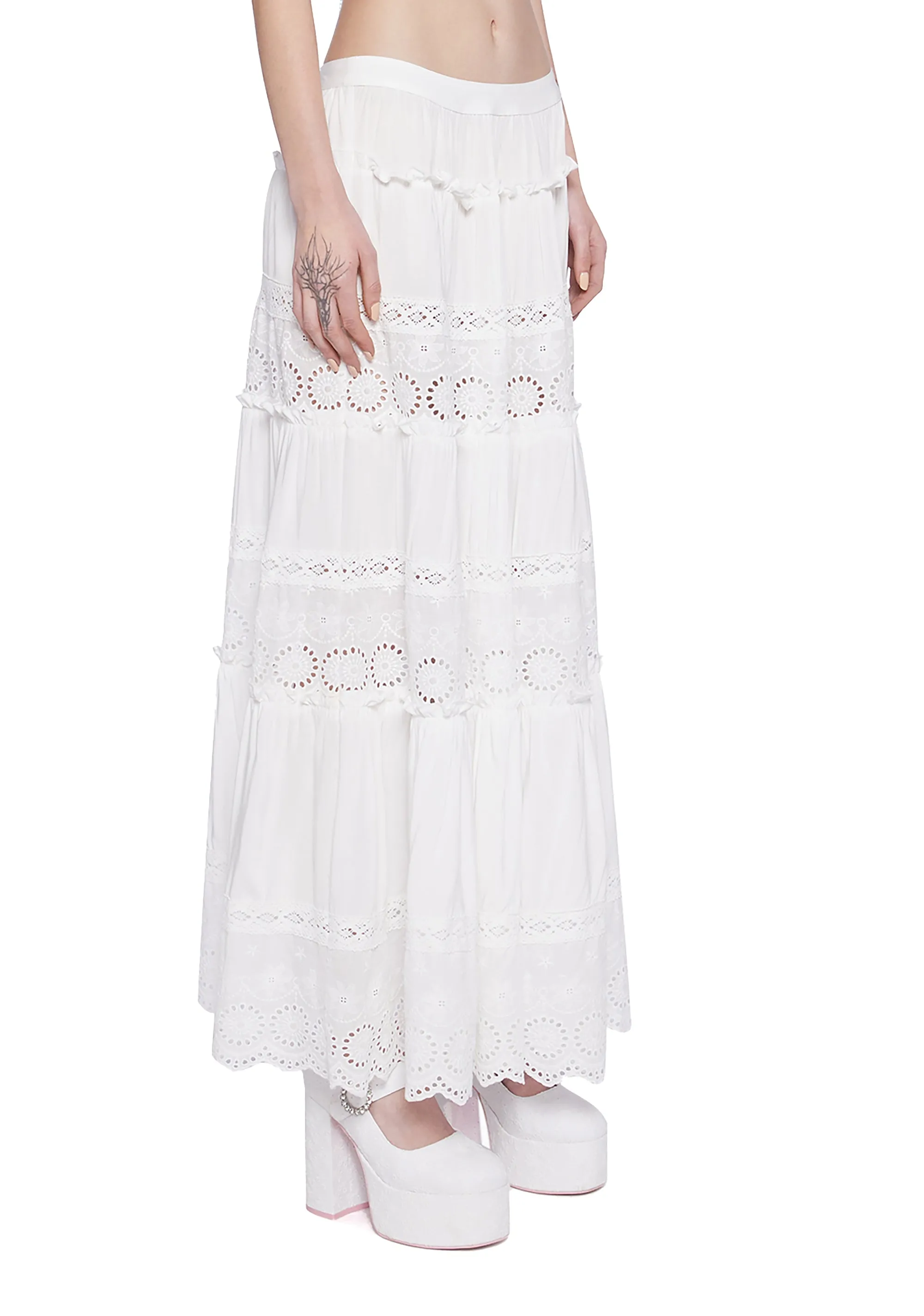 Forest Whimsy Eyelet Maxi Skirt