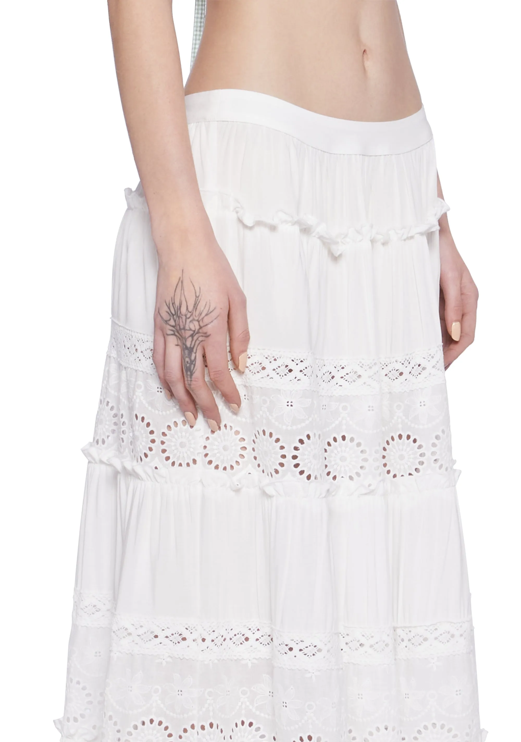Forest Whimsy Eyelet Maxi Skirt