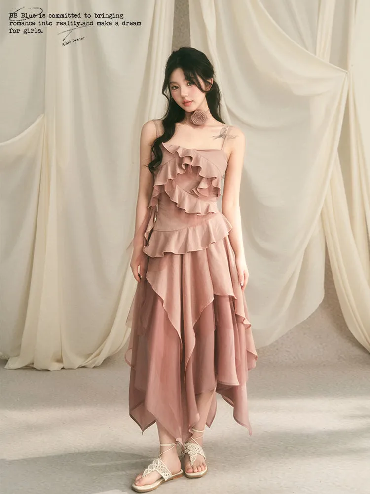 Frilled layered camisole & layered long skirt BBB0051