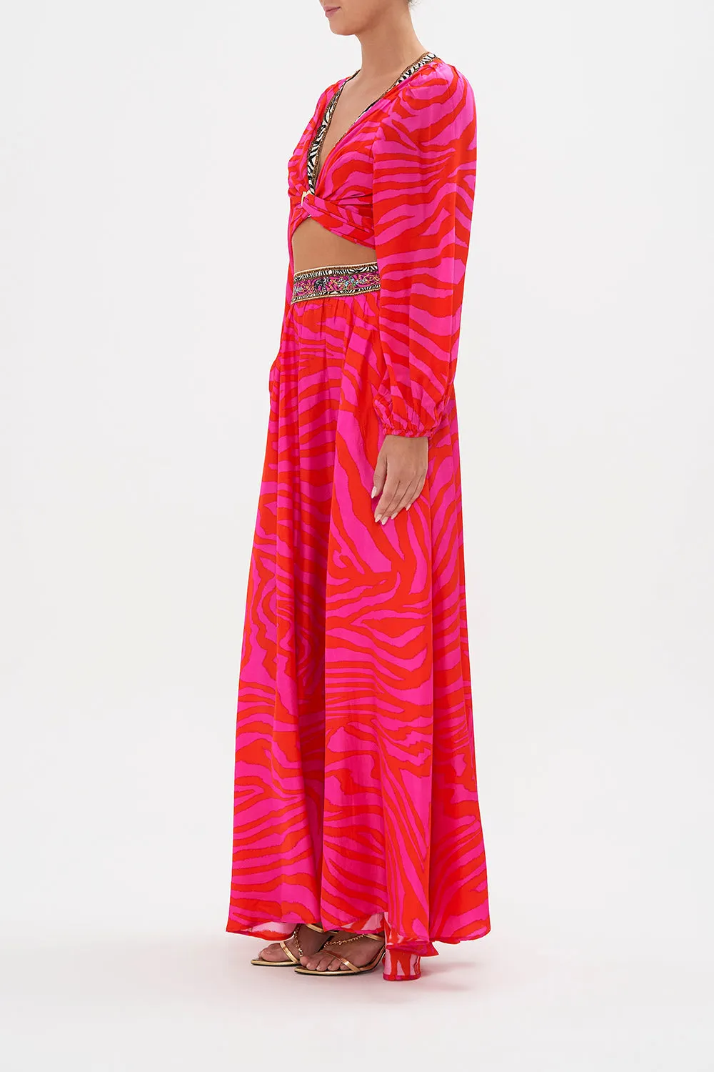 FULL SKIRT WITH GATHERED FRONT PANEL ZEBRA ZONE