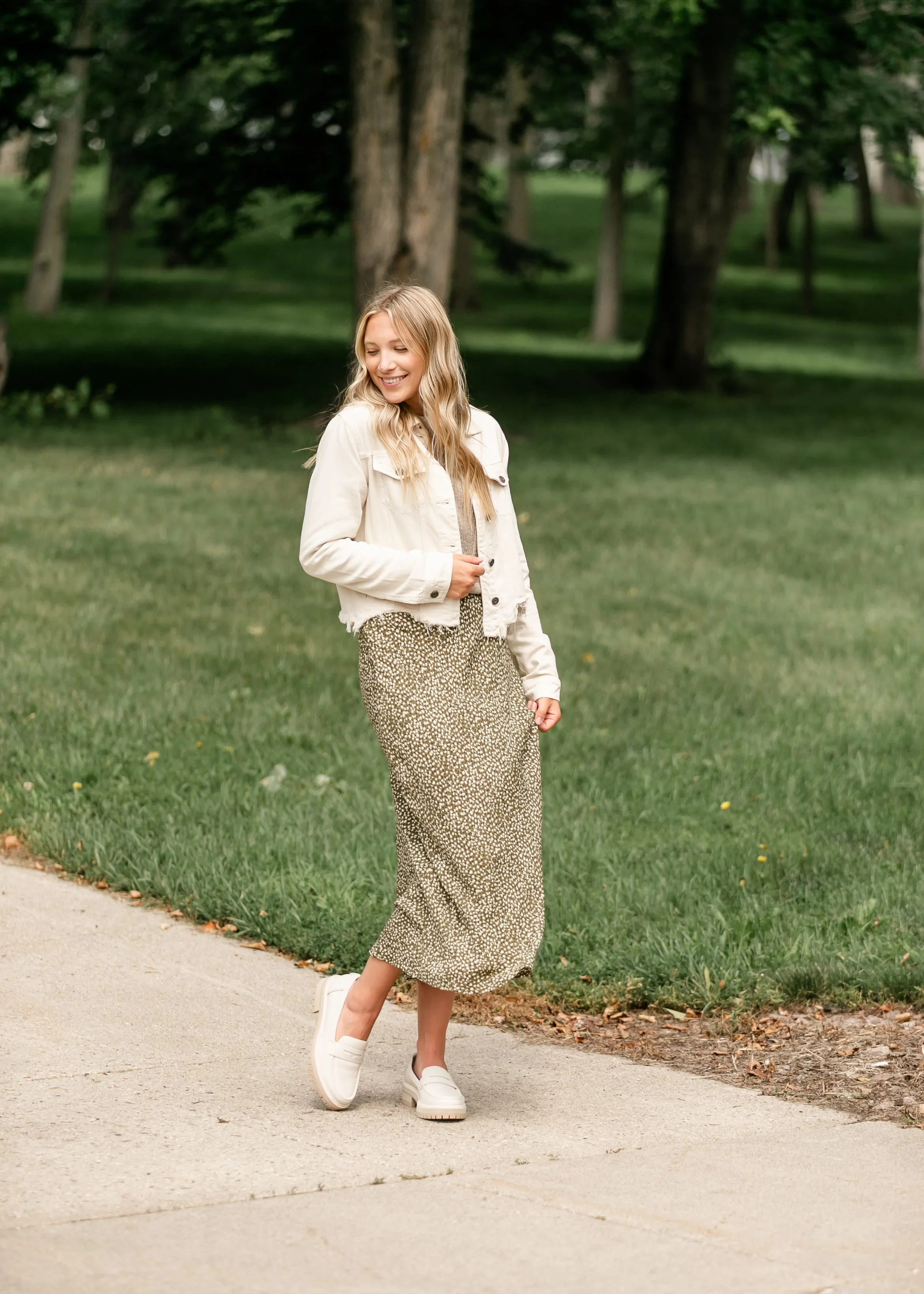 Gia Floral Olive Print Maxi Slip Skirt