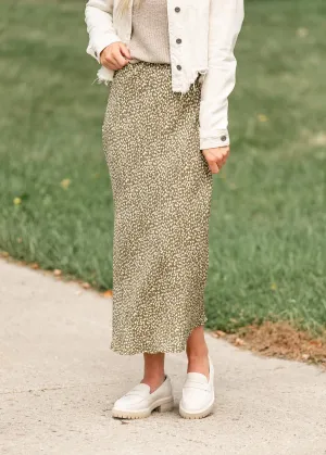 Gia Floral Olive Print Maxi Slip Skirt