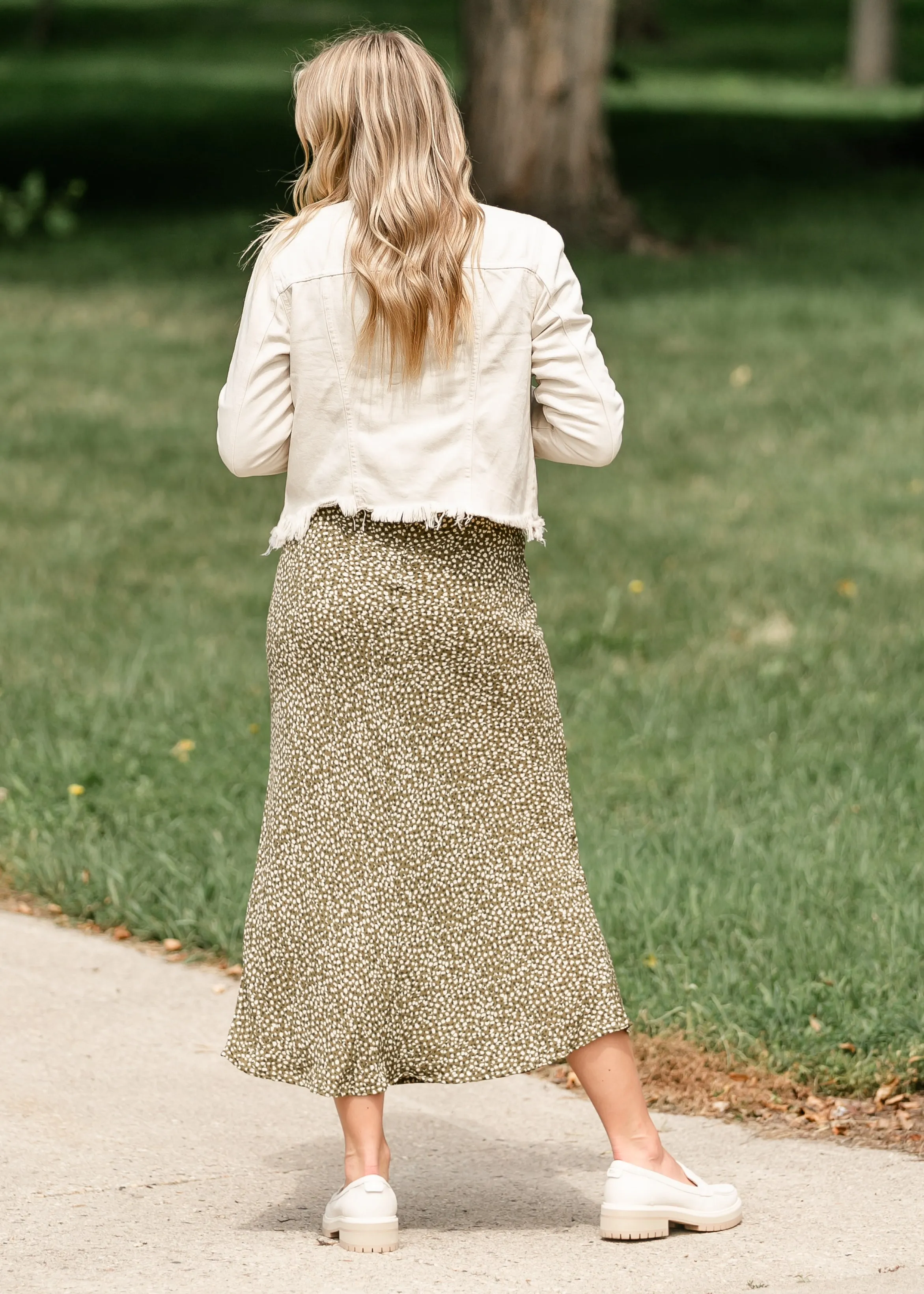 Gia Floral Olive Print Maxi Slip Skirt