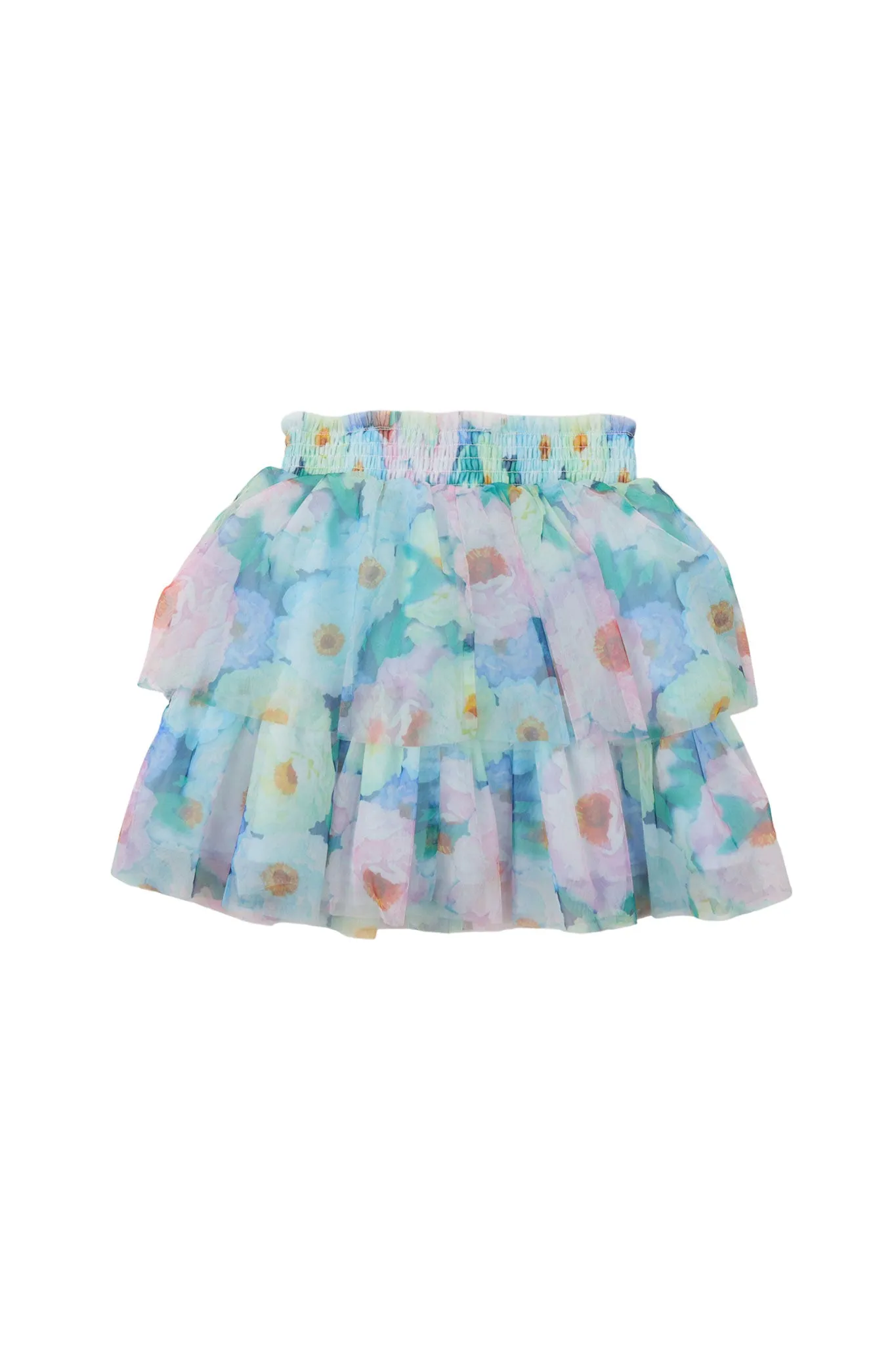 Gingersnaps Floral Print Smocked Tulle Skirt Set