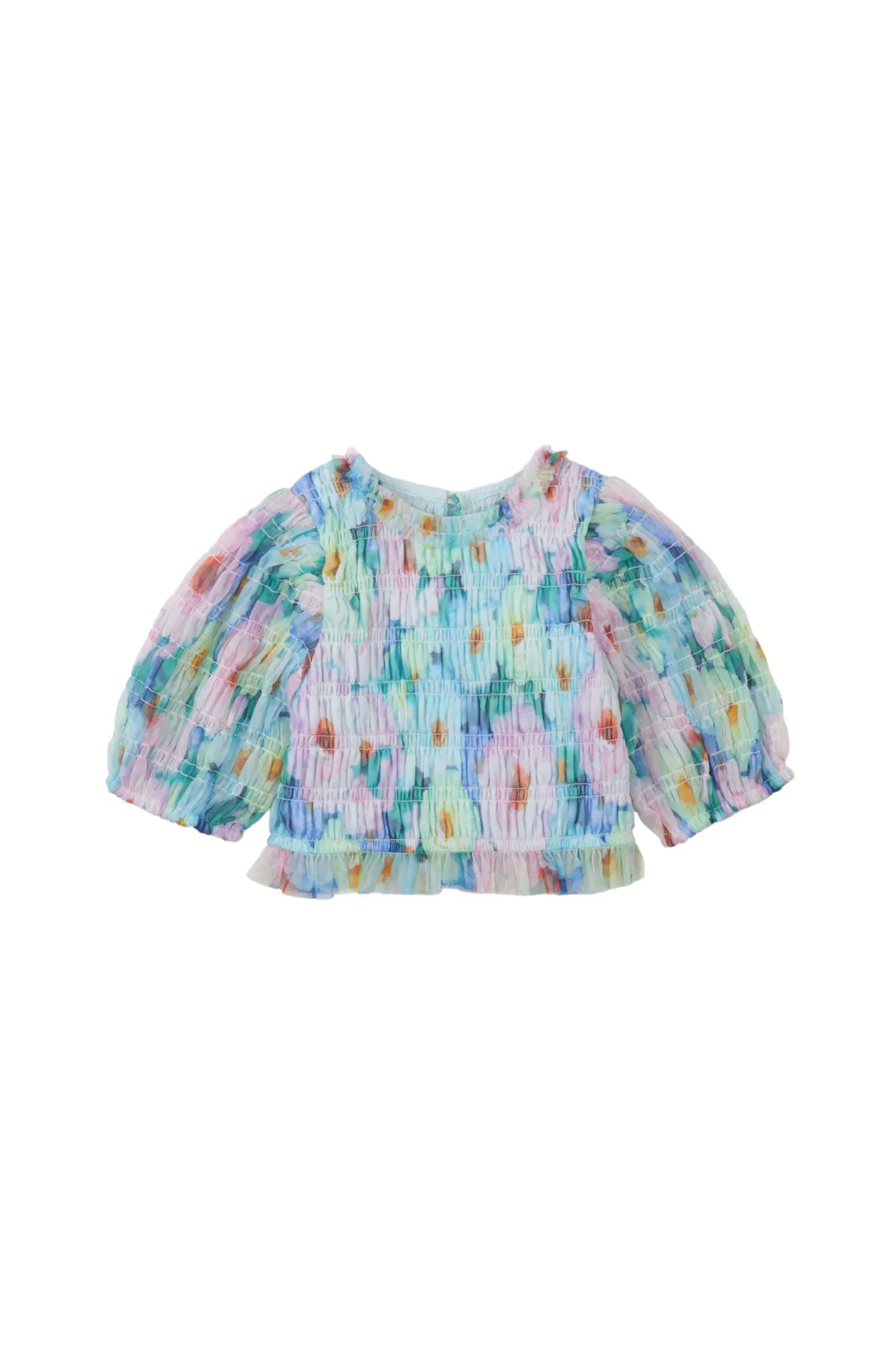 Gingersnaps Floral Print Smocked Tulle Skirt Set