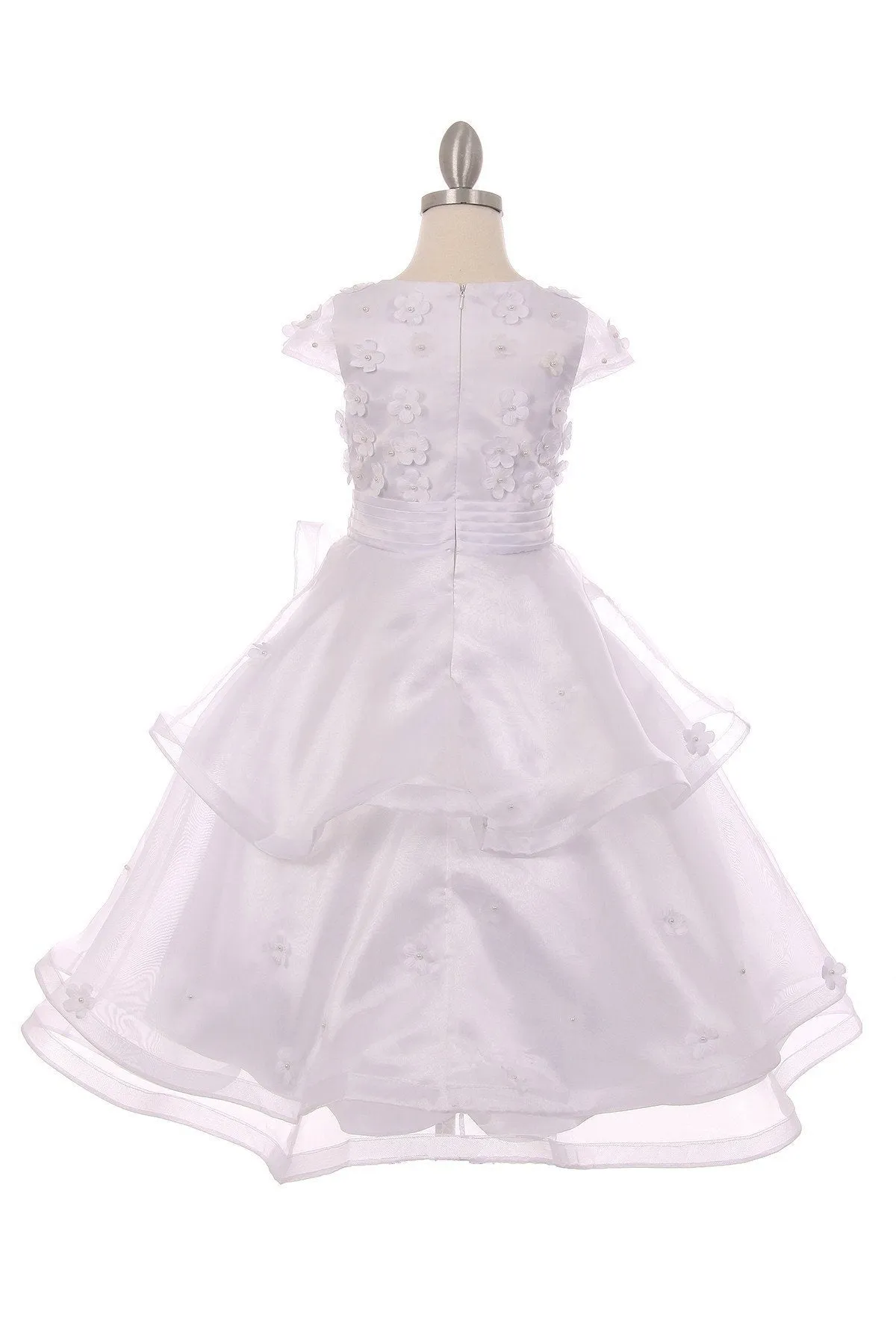 Girls White Layered Dress with Cap Sleeves by Cinderella Couture 2903