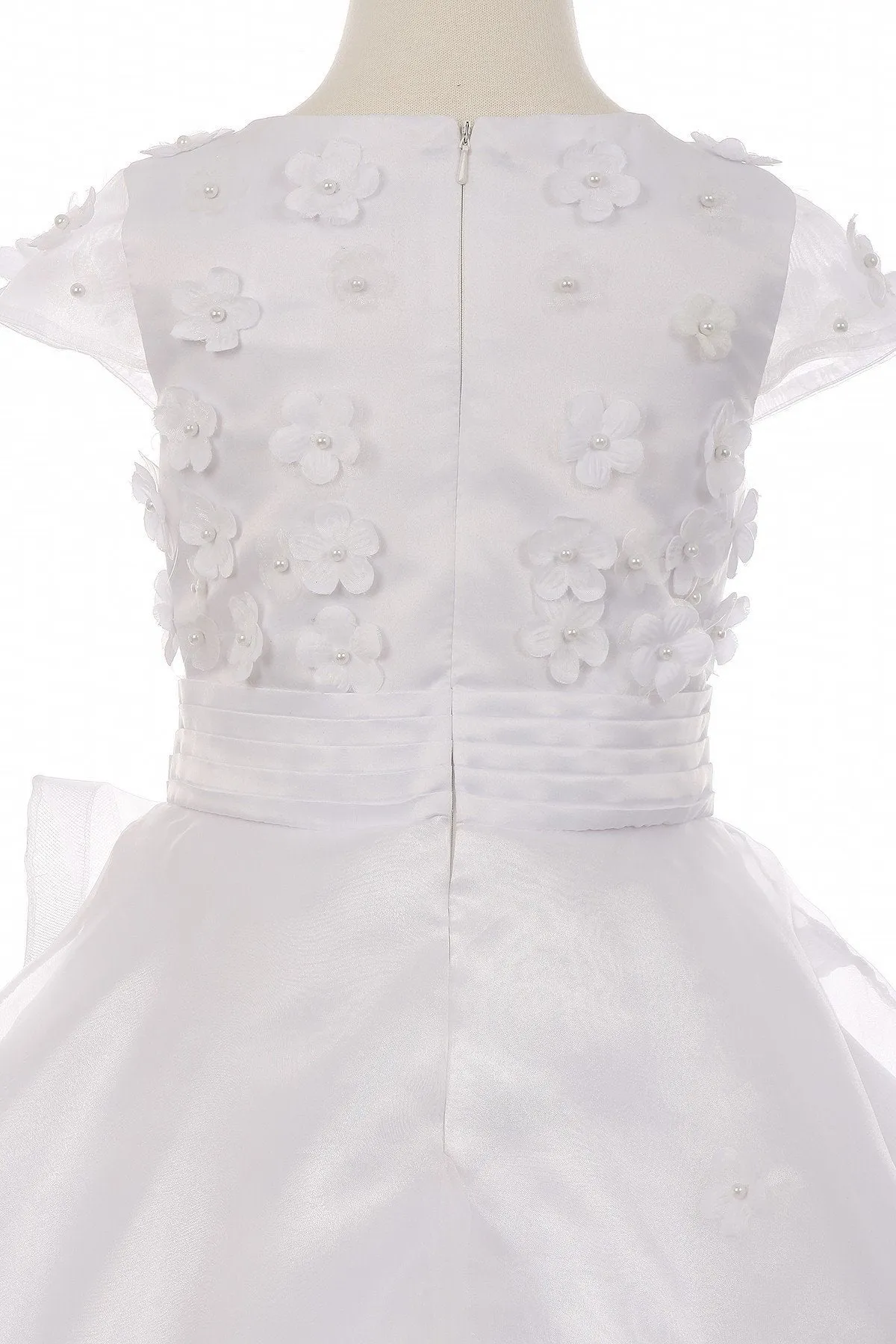 Girls White Layered Dress with Cap Sleeves by Cinderella Couture 2903