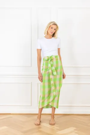 Green Haze Tweed Maxi Wrap Skirt