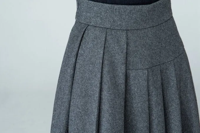 Handmade Chic Grey Wool Blend Maxi Skirt 1587#