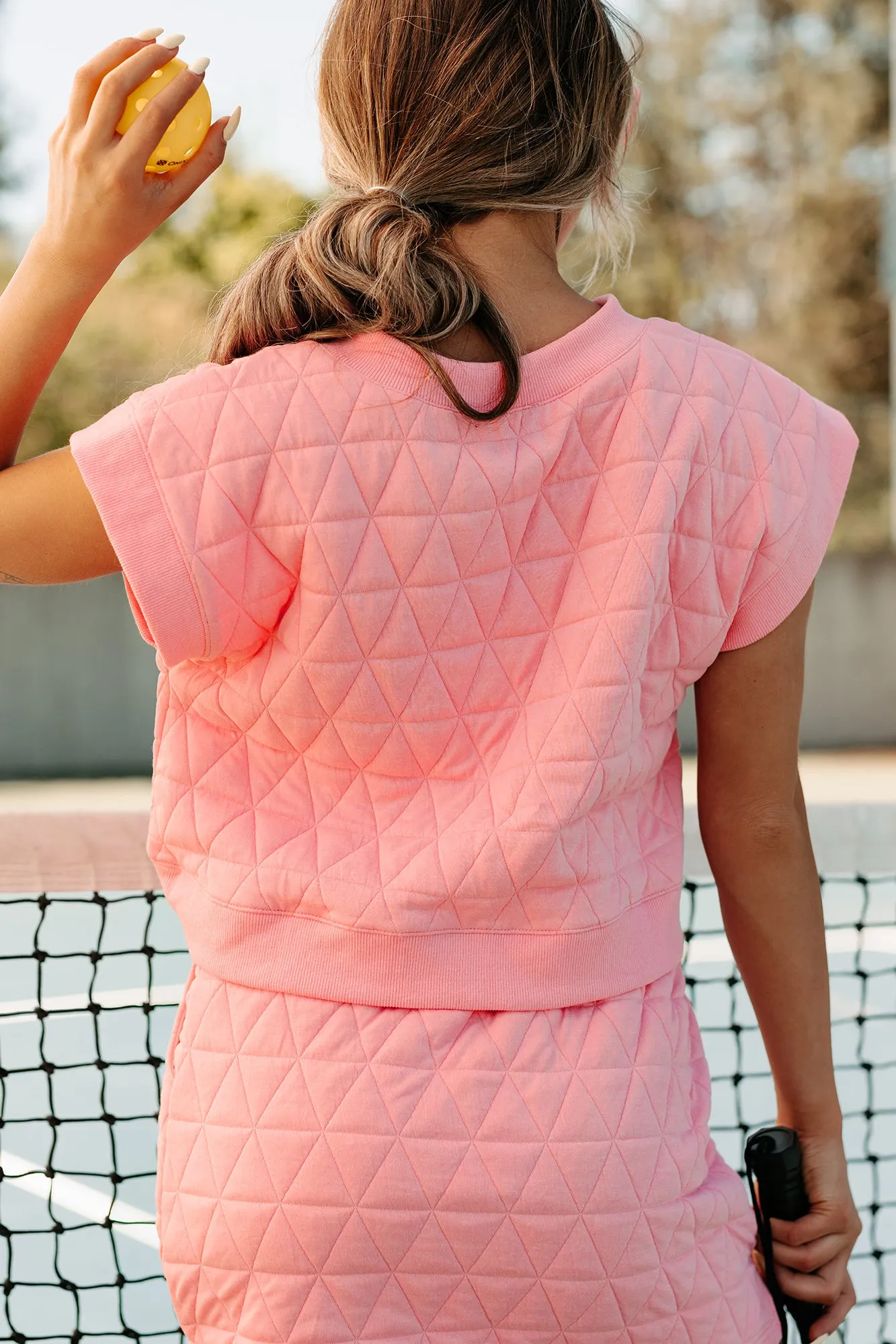 Hanging With The Girls Quilted Crop Top (Pink)