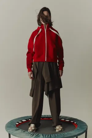 Hooded high-neck track jacket
